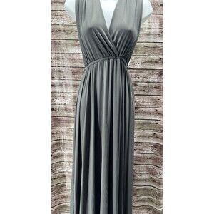 Clothink Convertible Maxi Floor-Length Gray Cocktail Dress Women's Size Large